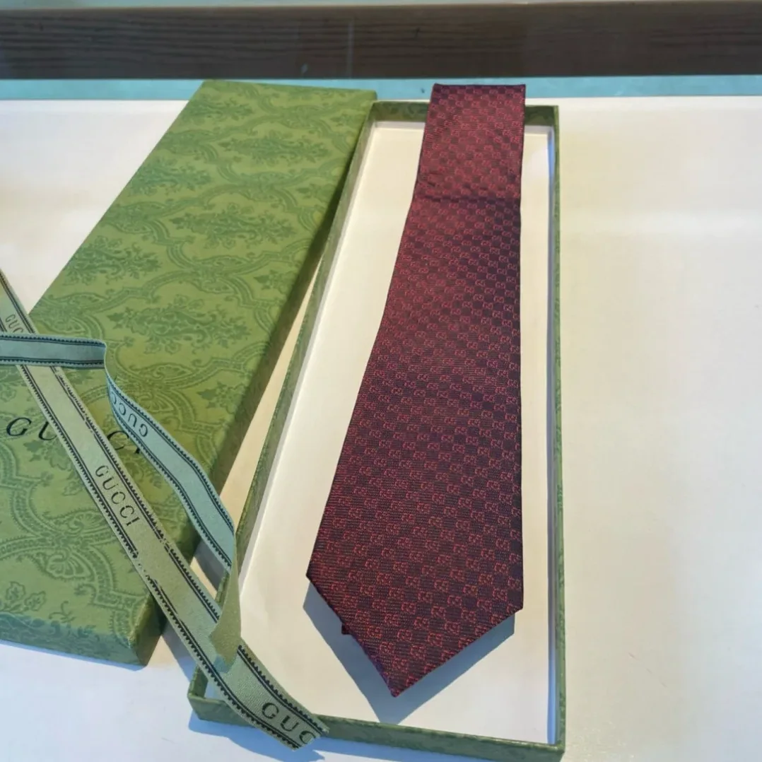 Gucci Monogram Interlocking G Jacquard Burgundy Tie