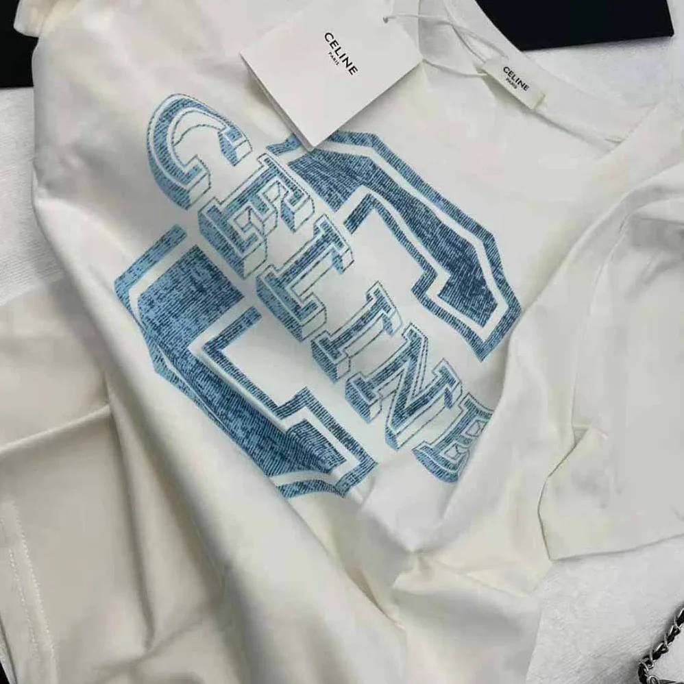 Celine Boxy Cotton Jersey T-shirt for Women in White Celine Boxy Cotton Jersey T-shirt for Women in White