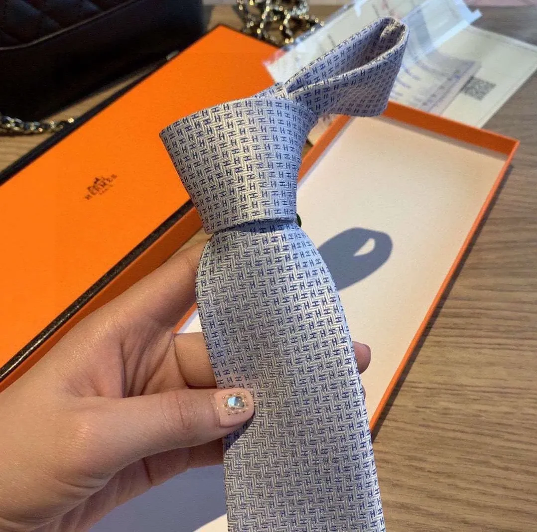 Hermes Tie 7 Faconnee New H Grey Hermes Tie 7 Faconnee New H Grey