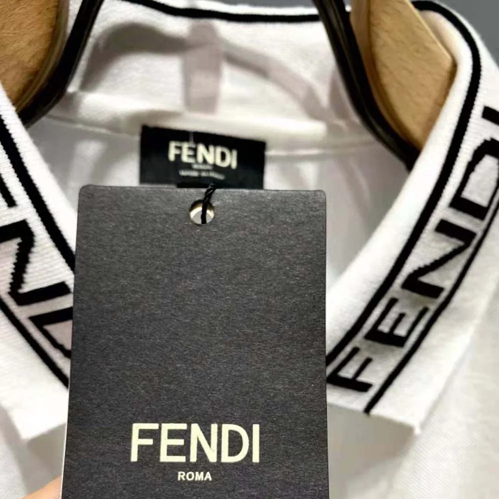 Fendi Polo Shirt White Pique Sweater for Men