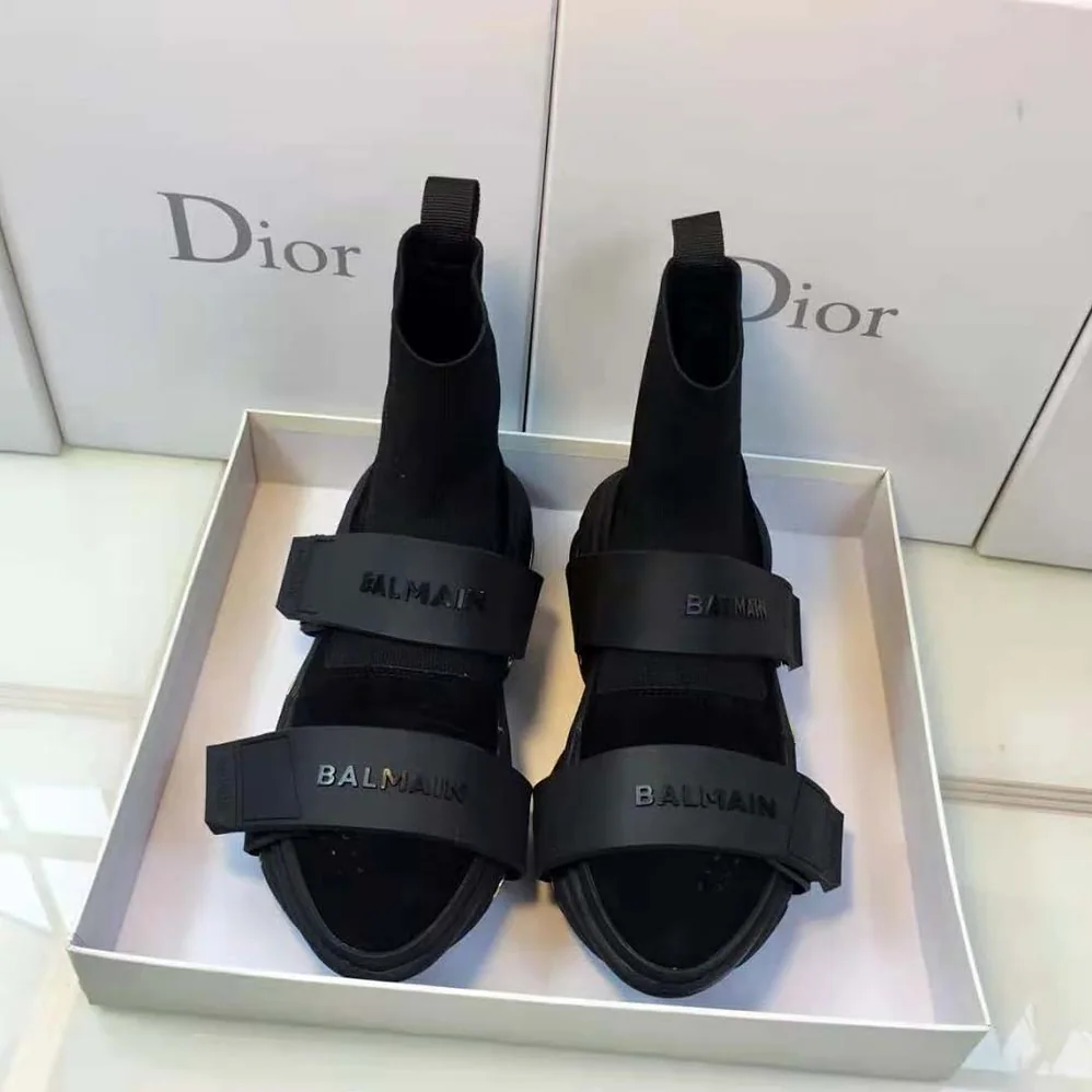 Balmain B-Bold Mesh and Suede High-Top Trainers with Strap for Unisex in Black Balmain B-Bold Mesh and Suede High-Top Trainers with Strap for Unisex in Black