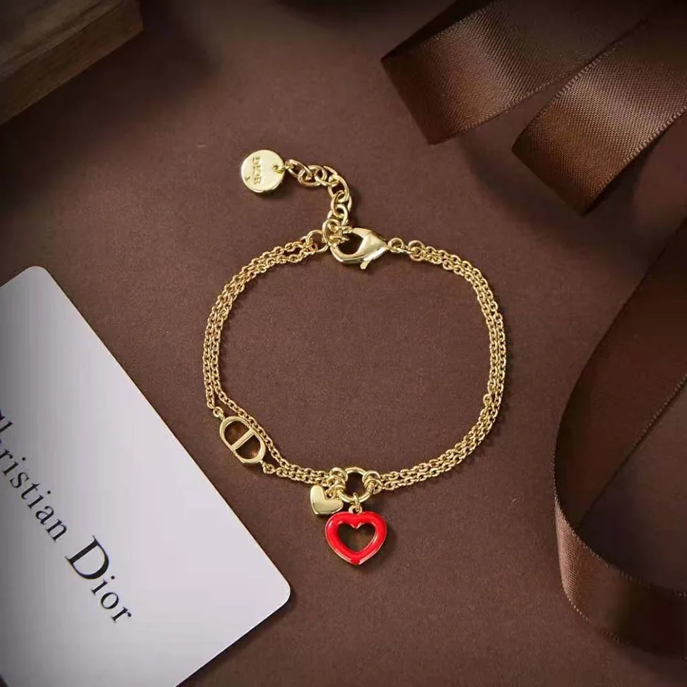 Dior Dioramour Bracelet Gold-Finish Metal and Red Lacquer for Women