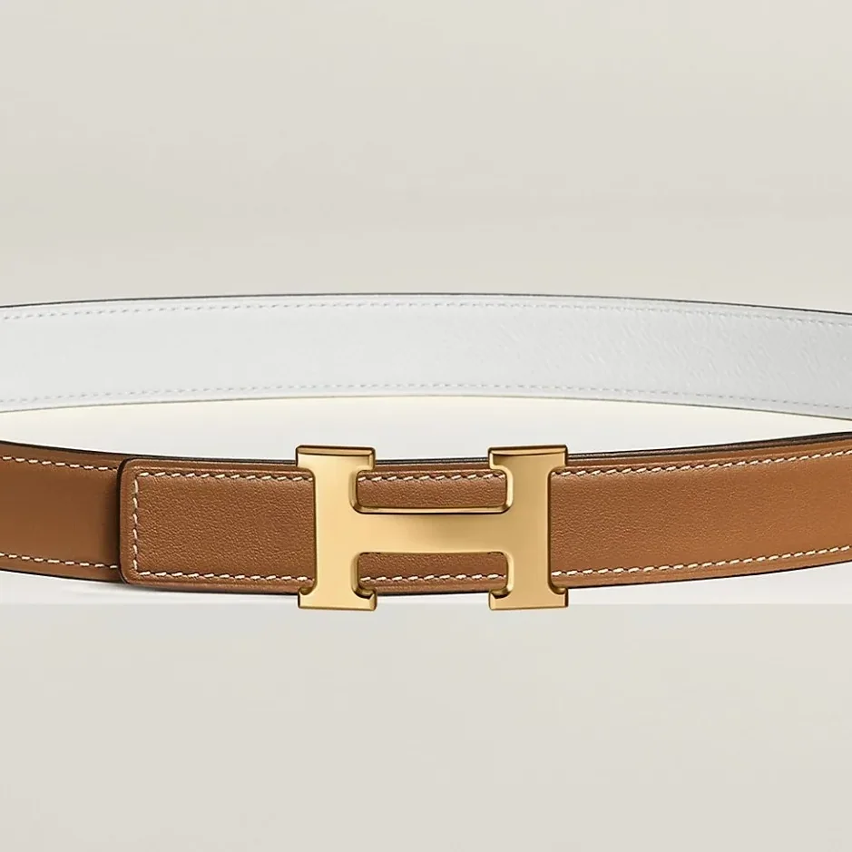 Hermes Mini H Reversible Belt Brown in Blanc Hermes Mini H Reversible Belt Brown in Blanc