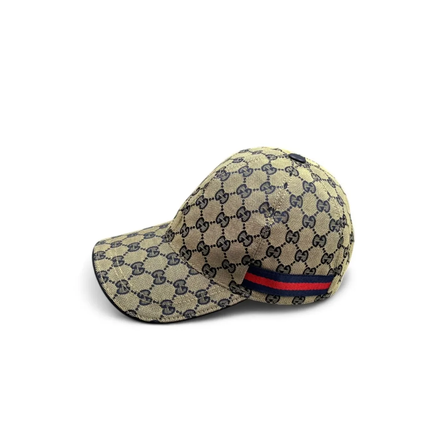 Gucci Original GG Canvas Baseball Hat With Web Beige in Blue GG Gucci Original GG Canvas Baseball Hat With Web Beige in Blue GG