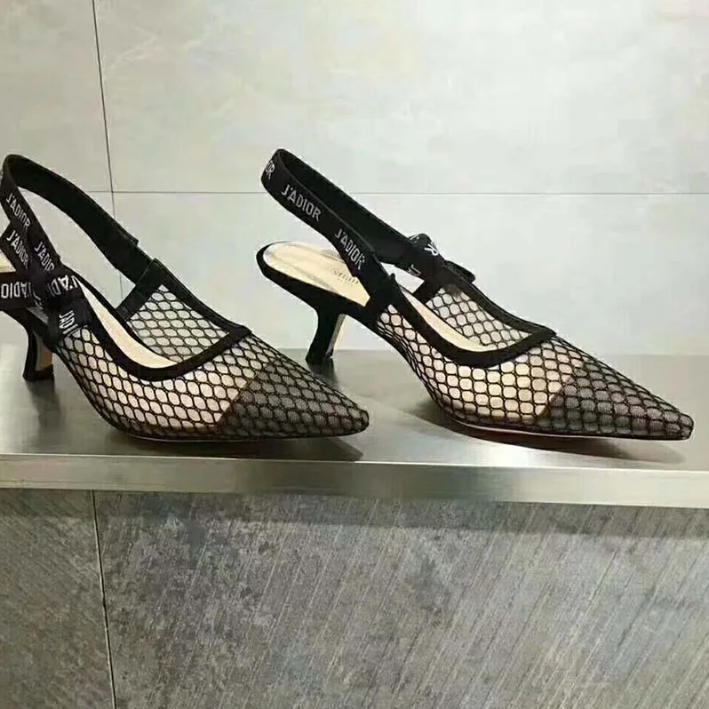 Dior J'Adior High-Heeled Shoe in Black Mesh Shoes Black 65mm Heel for Women Dior J'Adior High-Heeled Shoe in Black Mesh Shoes Black 65mm Heel for Women