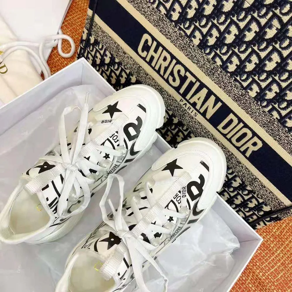 Dior D-Connect Sneaker White Technical Fabric with Dior Union Print for Women