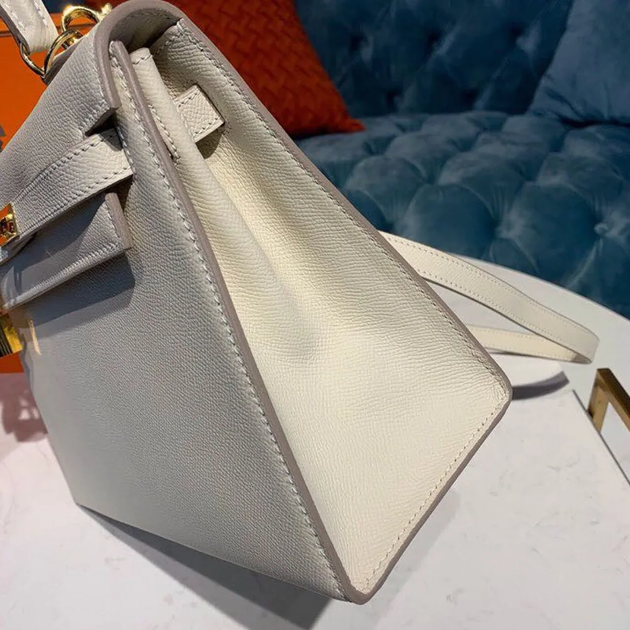 Hermes Kelly Craie Gold Toned Hardware /