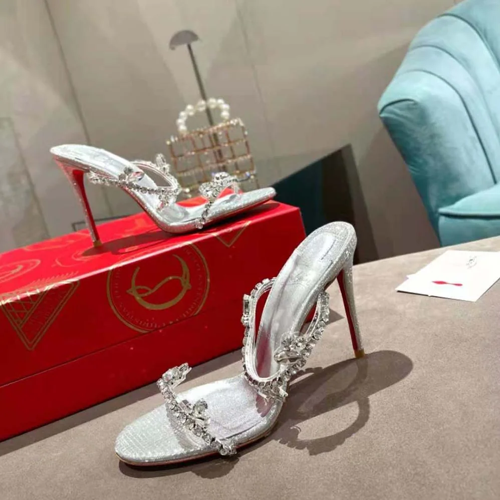 Christian Louboutin Just Queen 100 mm Heel Height for Women in Silver Christian Louboutin Just Queen 100 mm Heel Height for Women in Silver