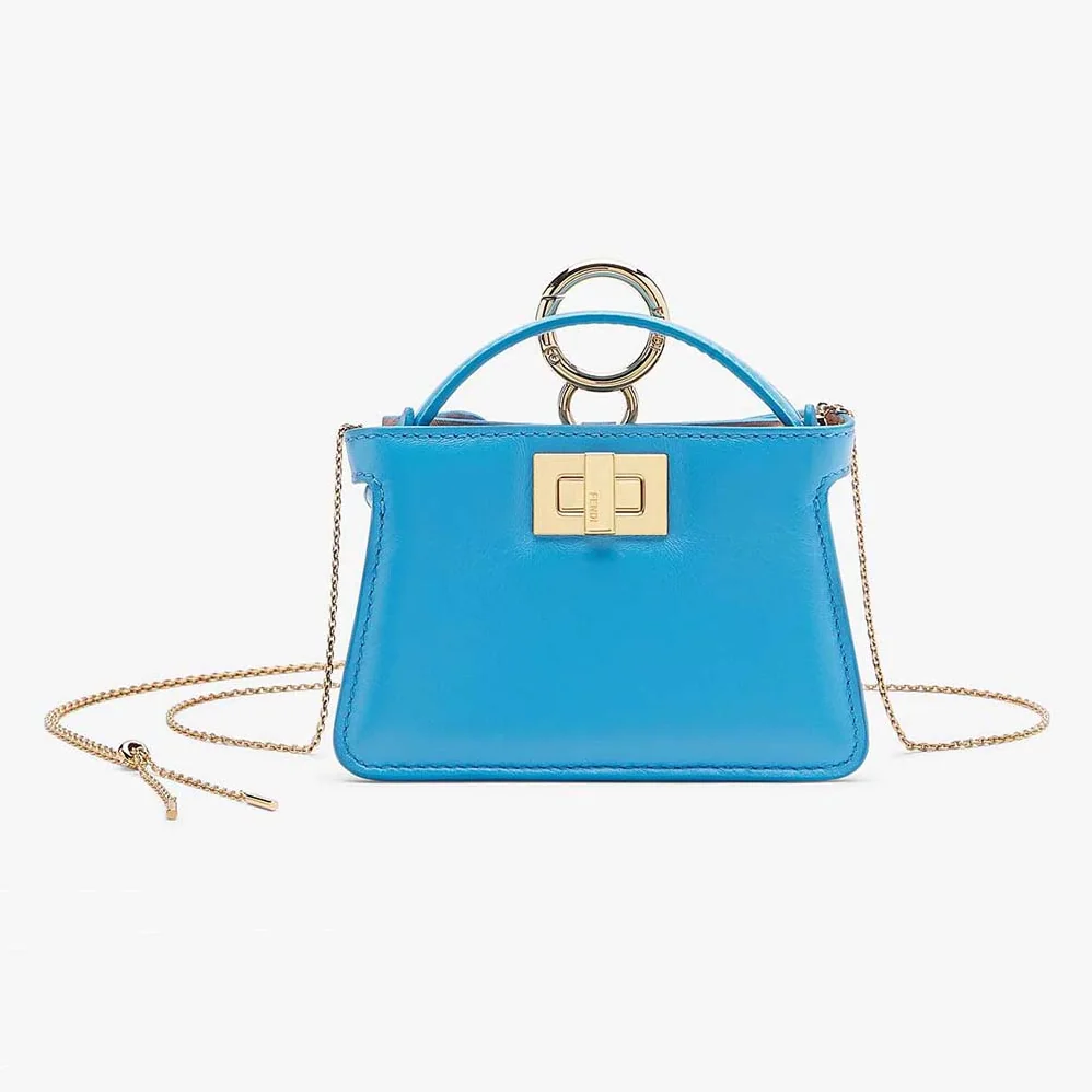 Fendi Pico Peekaboo Charm Light Nappa Leather Charm for Women in Blue Fendi Pico Peekaboo Charm Light Nappa Leather Charm for Women in Blue