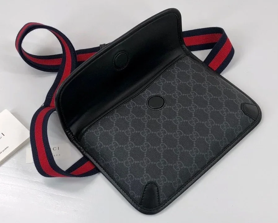 Gucci GG Black Belt Bag Black/Grey GG Supreme Canvas With Black / Gucci GG Black Belt Bag Black/Grey GG Supreme Canvas With Black /