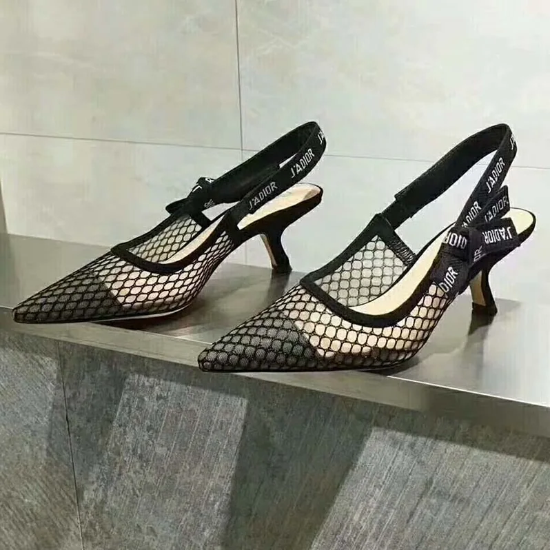 Dior J'Adior High-Heeled Shoe in Black Mesh Shoes Black 65mm Heel for Women Dior J'Adior High-Heeled Shoe in Black Mesh Shoes Black 65mm Heel for Women