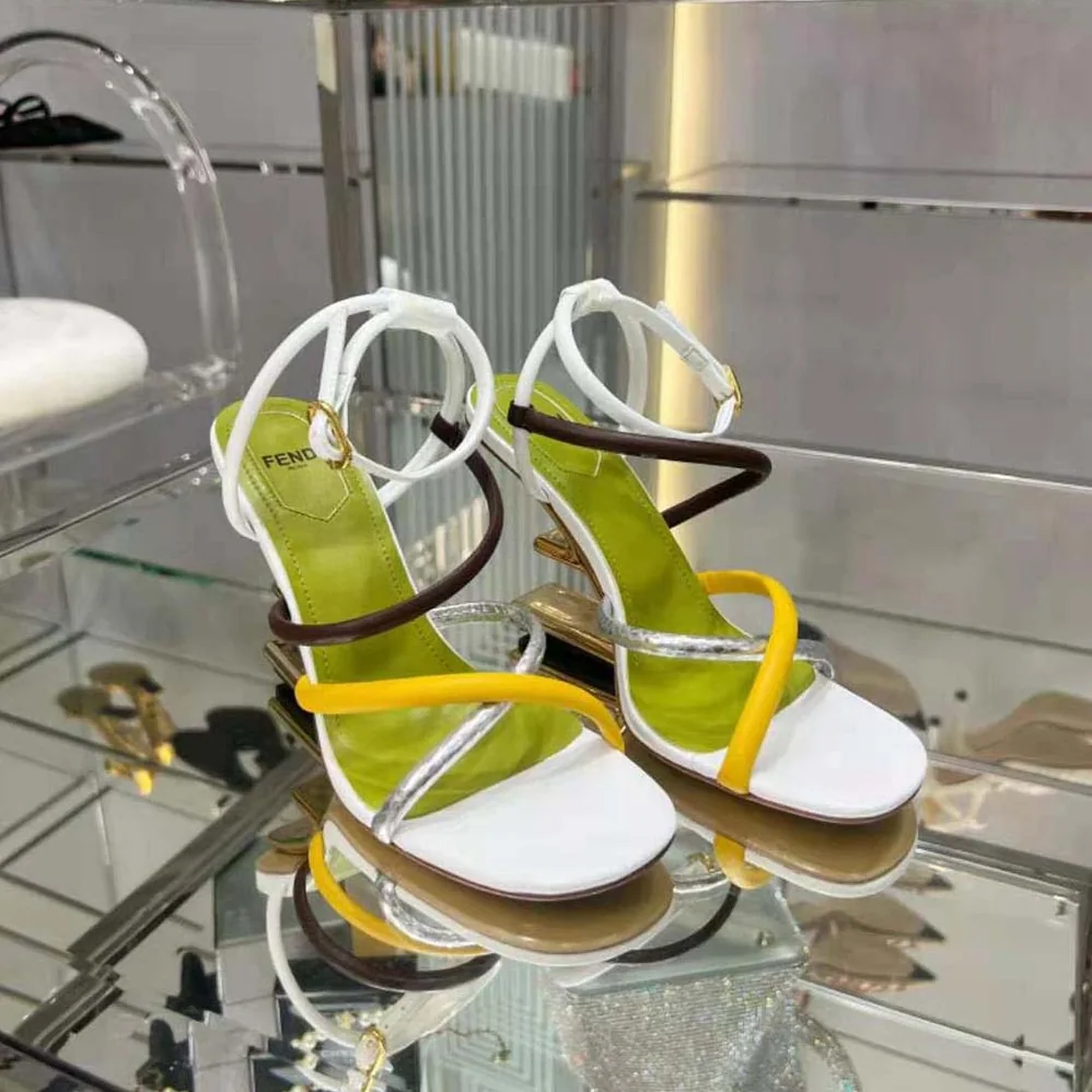 Fendi First White Nappa Leather High for Women in Heeled Sandals