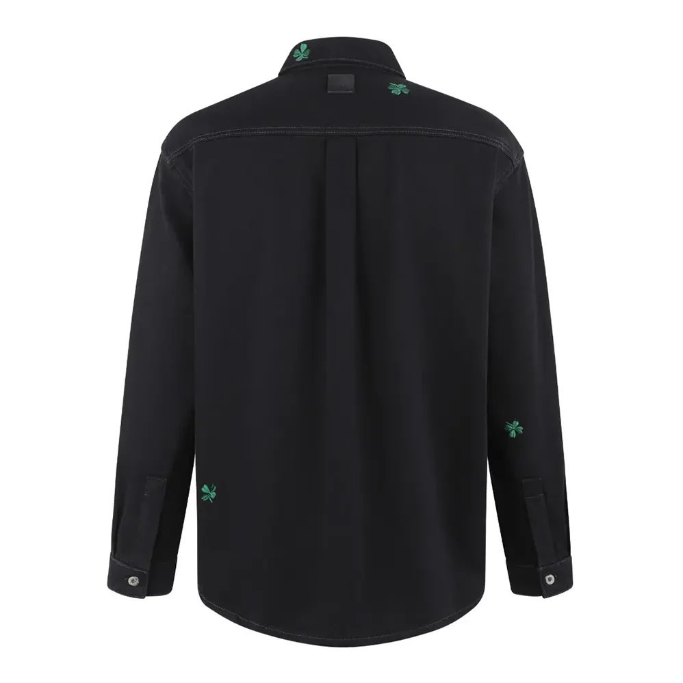 Dior Overshirt with Dior Clover Embroidery Black Cotton Twill for Men Dior Overshirt with Dior Clover Embroidery Black Cotton Twill for Men