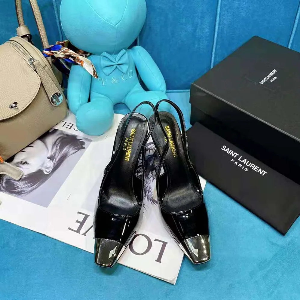 Saint Laurent YSL Blade Slingback Pumps in Patent Leather for Women Saint Laurent YSL Blade Slingback Pumps in Patent Leather for Women