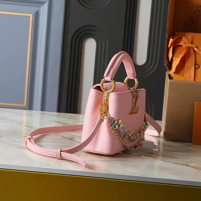 Louis Vuitton Capucines Mini Top Handle Bag / Light Pink Silver/ Gold Hardware