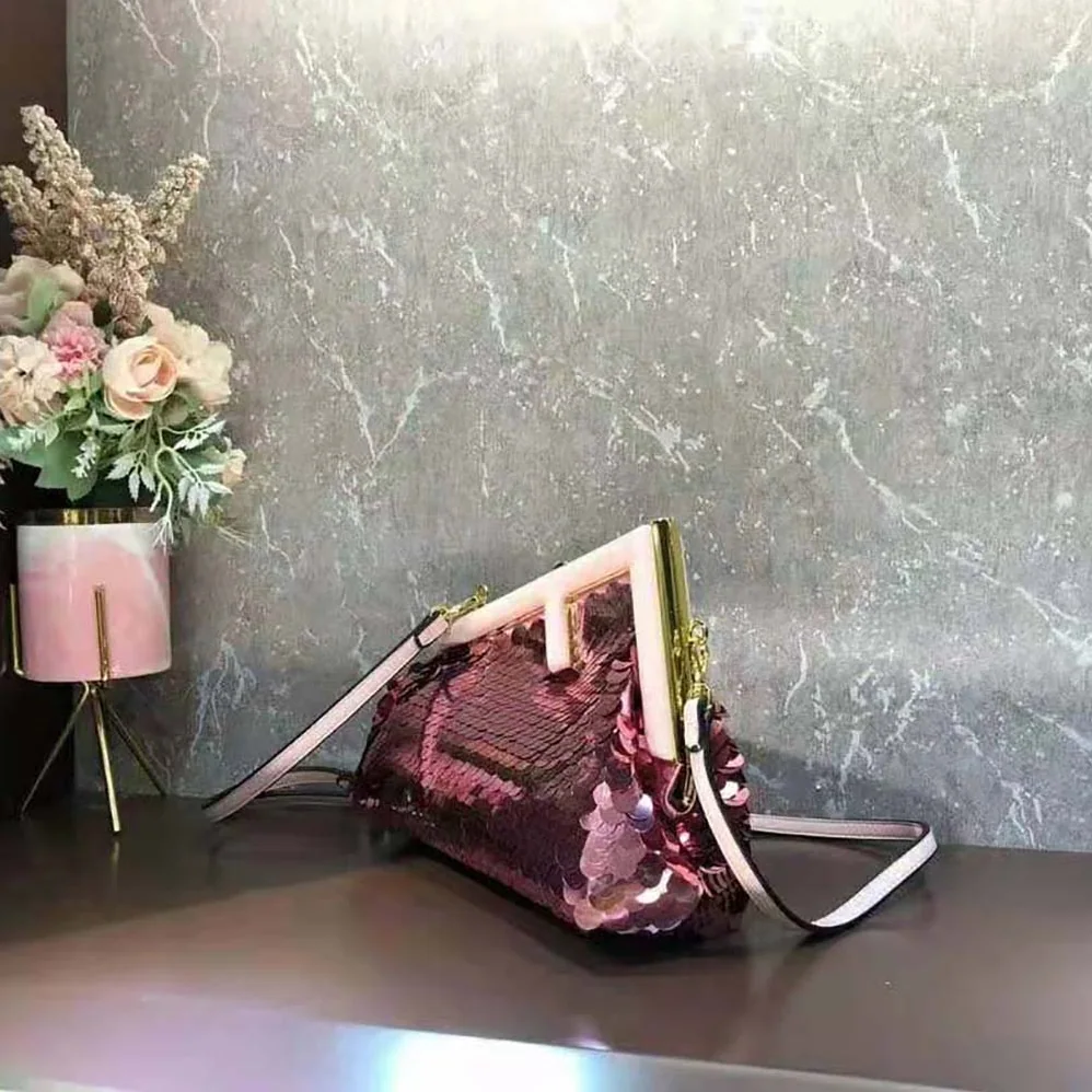 Fendi First Small Pink Sequinned Bag for Women Fendi First Small Pink Sequinned Bag for Women