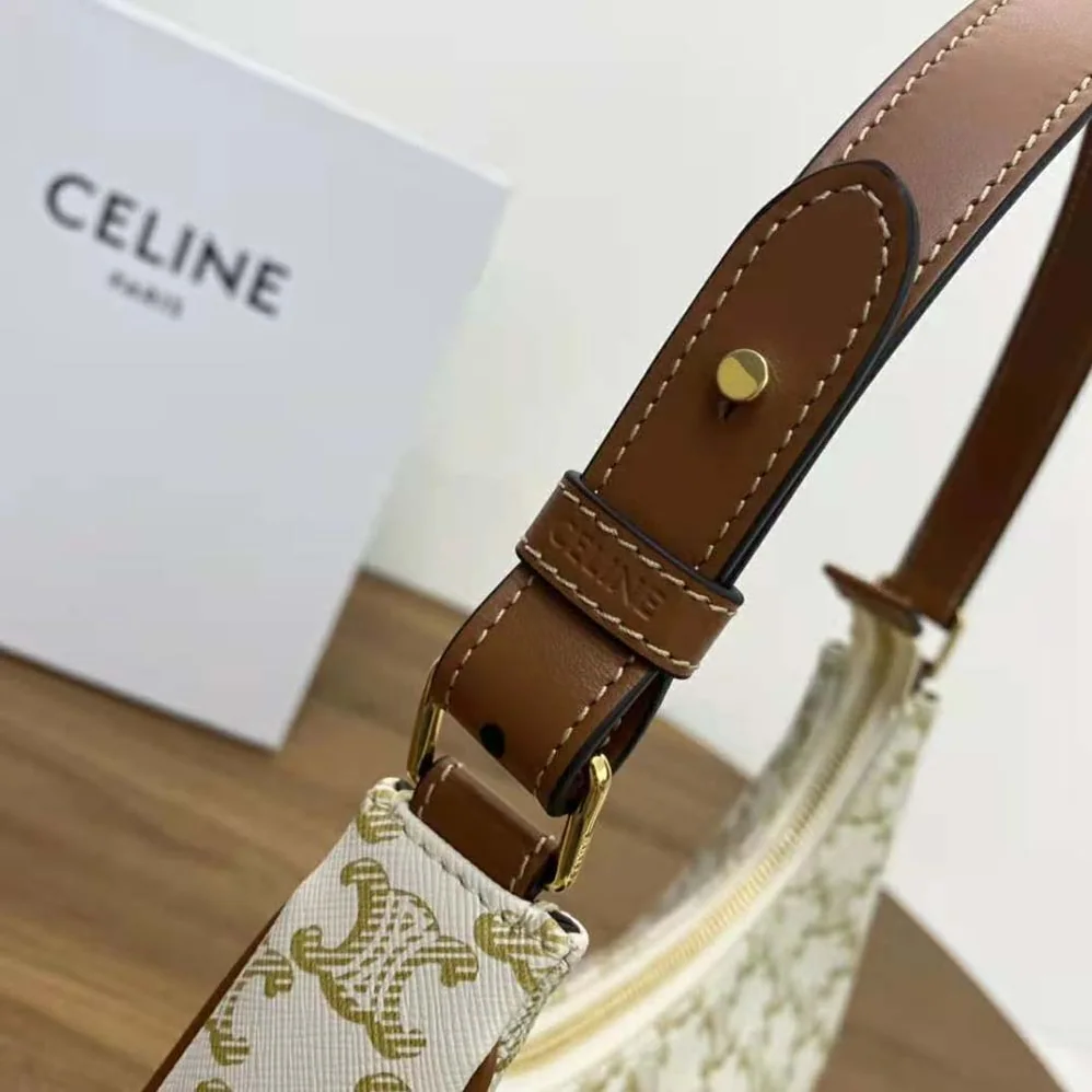 Celine Ava Bag in Triomphe Canvas and Calfskin for Women