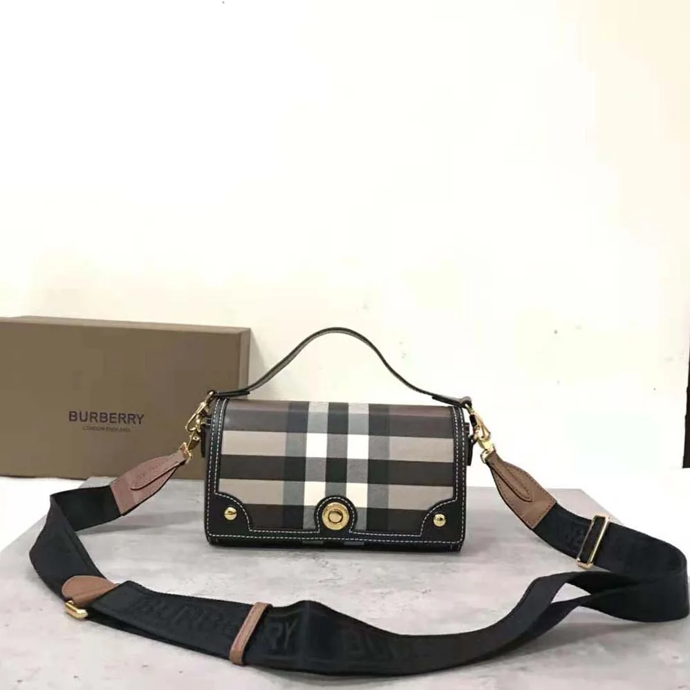 Burberry Top Handle Note Bag with Logo for Women in engraved Studs
