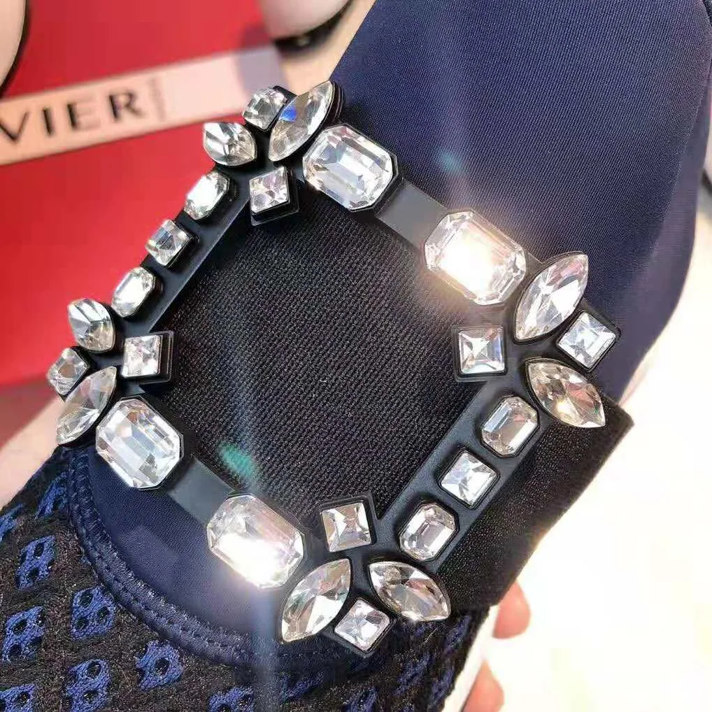 Roger Vivier Viv' Run Strass Buckle Sneakers for Women in Navy Roger Vivier Viv' Run Strass Buckle Sneakers for Women in Navy
