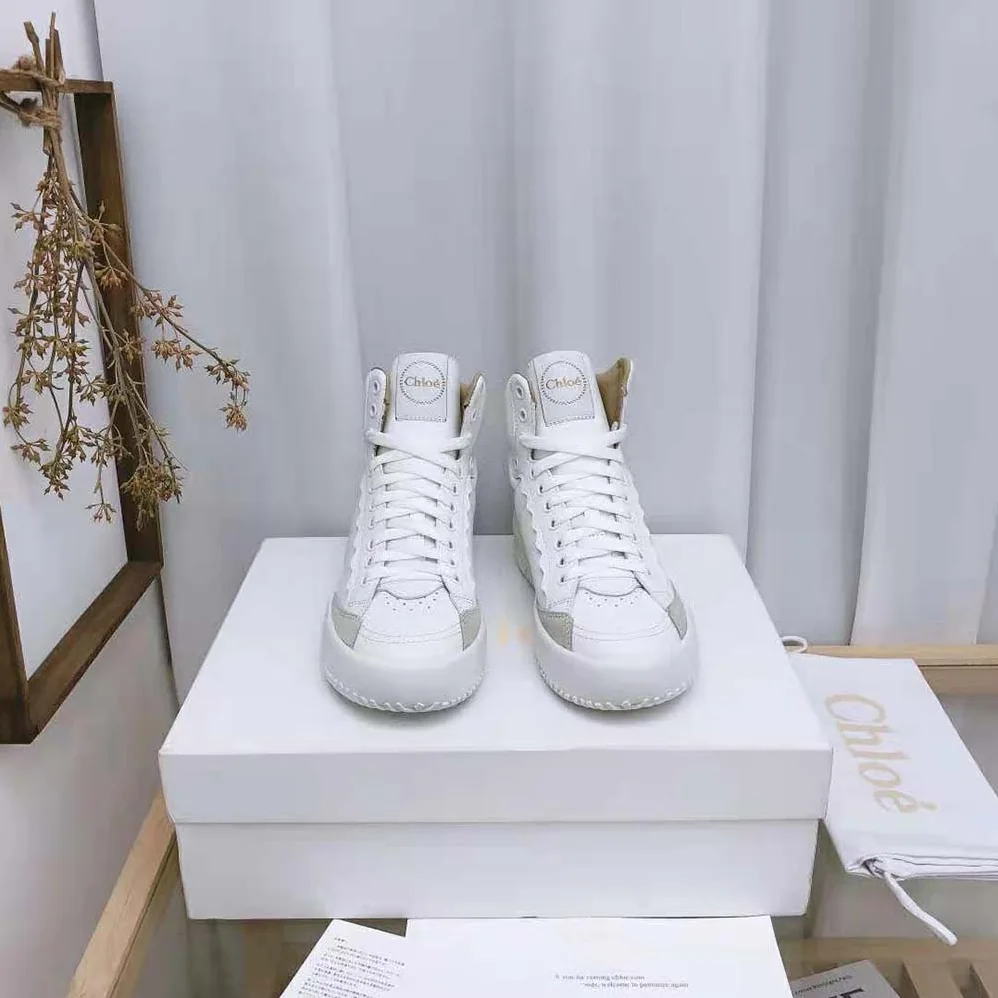 Chloe Franckie High-Top Sneaker in Smooth Calfskin for Women in White Chloe Franckie High-Top Sneaker in Smooth Calfskin for Women in White
