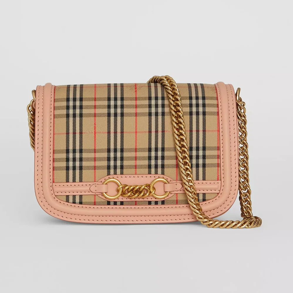 Burberry The 1983 Check Link Bag Leather Trim for Women in Pink Burberry The 1983 Check Link Bag Leather Trim for Women in Pink