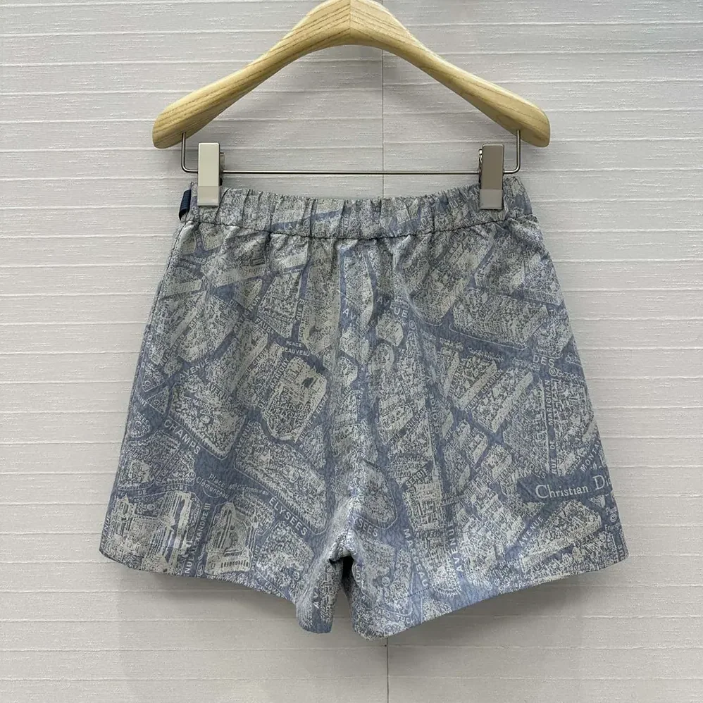 Dior Skort White and Chambray Blue Jacquard Technical Taffeta with Plan de Paris Motif for Women Dior Skort White and Chambray Blue Jacquard Technical Taffeta with Plan de Paris Motif for Women