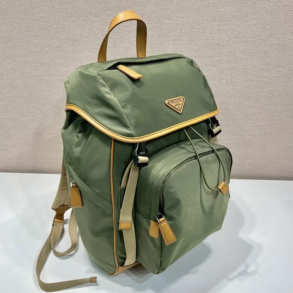 Prada Re-Nylon and Leather Backpack for Men in Dark Green Prada Re-Nylon and Leather Backpack for Men in Dark Green