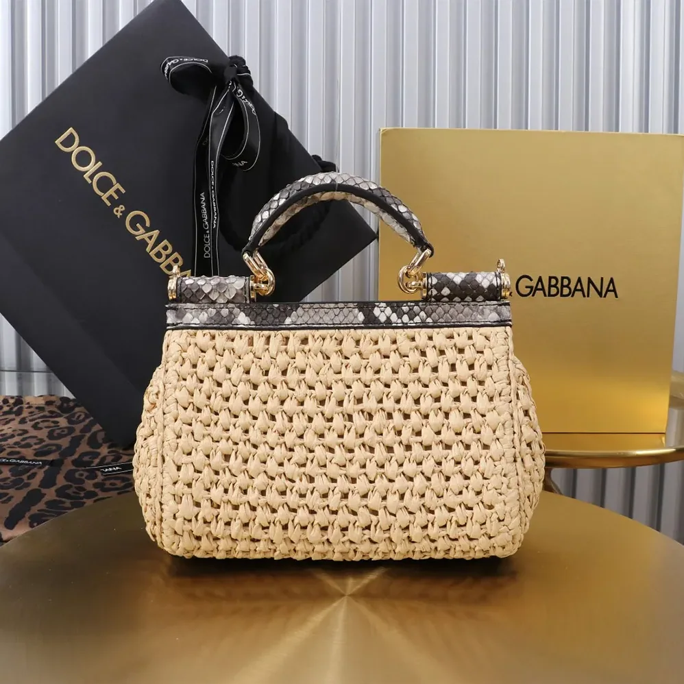 Dolce Gabbana D&G Mini Sicily Handbag in Crochet Raffia for Women