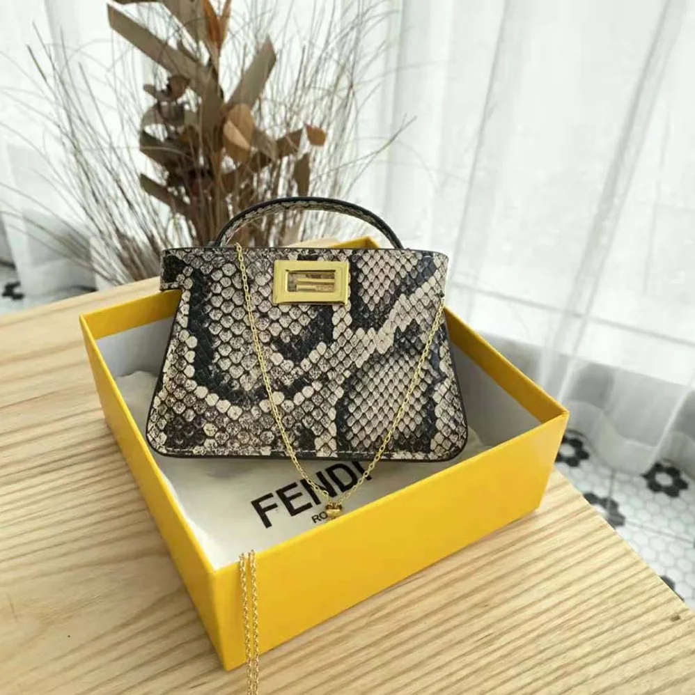 Fendi Nano Peekaboo Charm Brown Python Charm for Women Fendi Nano Peekaboo Charm Brown Python Charm for Women
