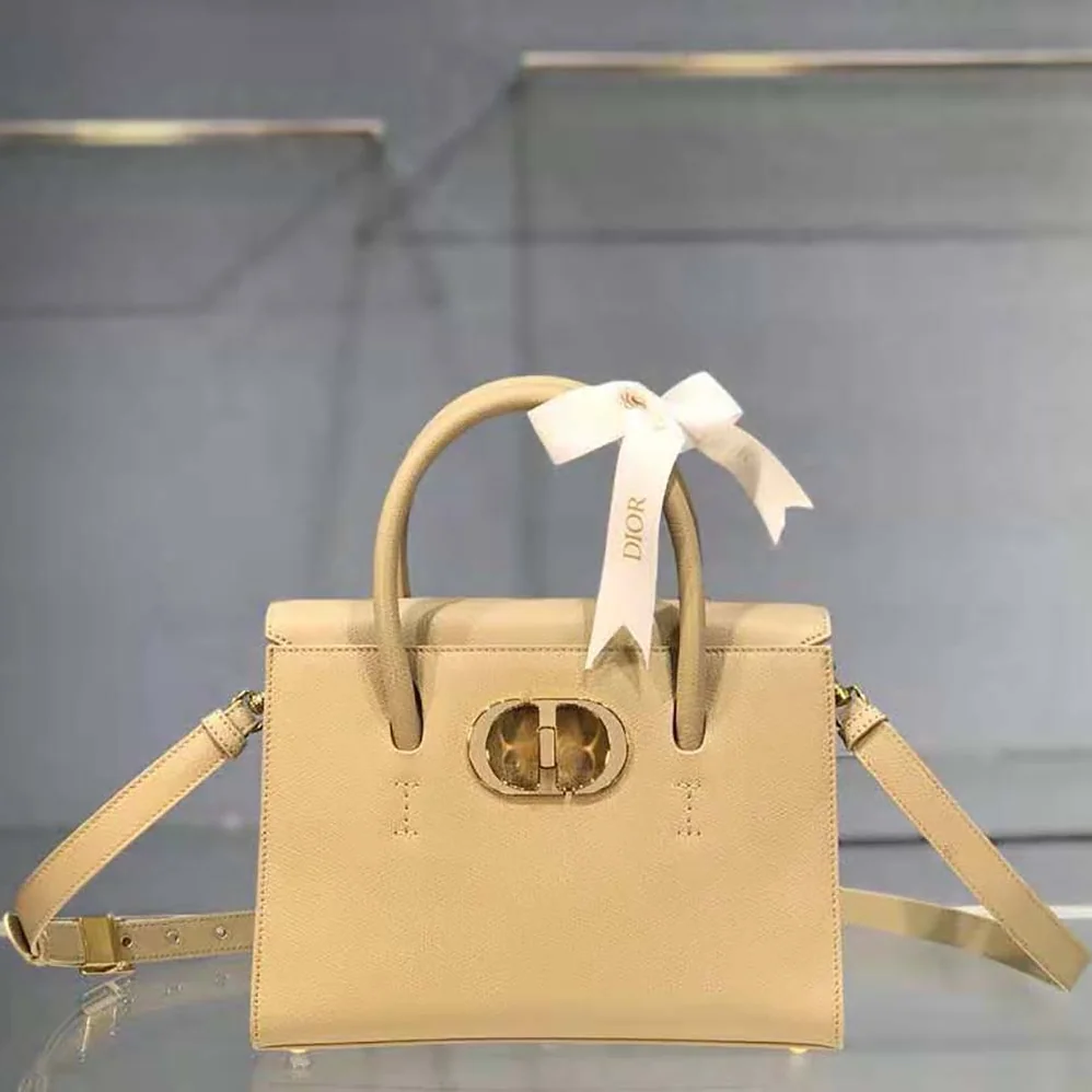 Dior Medium ST Honore Tote Latte Grained Calfskin for Women in Sandy
