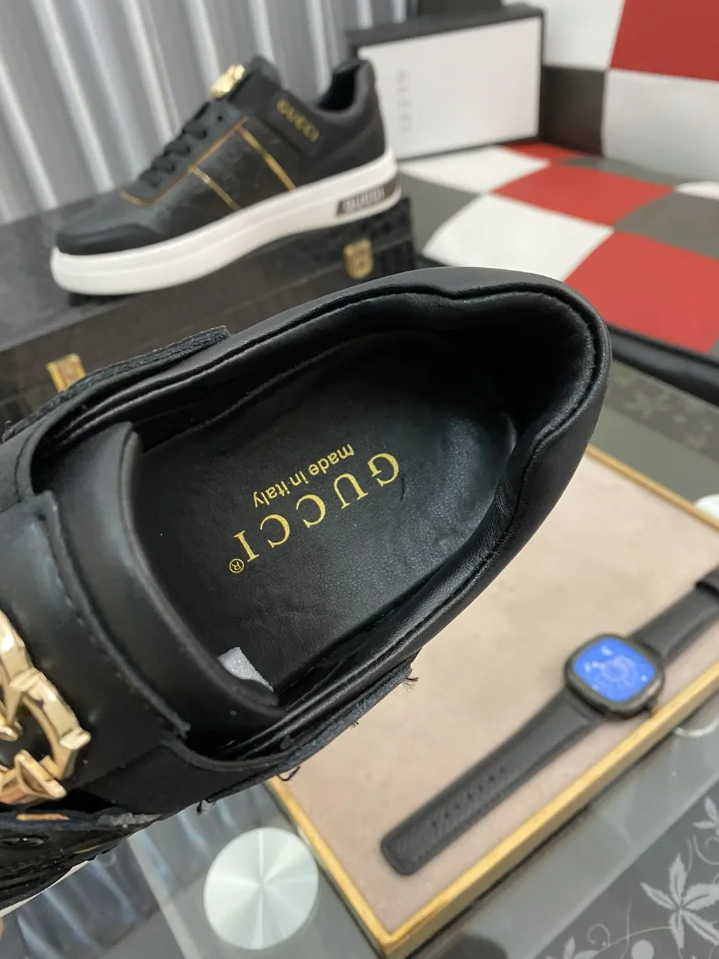 Gucci GG Embossed Sneaker Loafer With GG Black Gold for Men