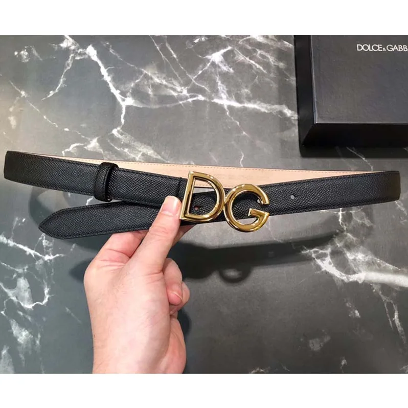 Dolce Gabbana D&G Dauphine Calfskin Belt for Women in Black Dolce Gabbana D&G Dauphine Calfskin Belt for Women in Black