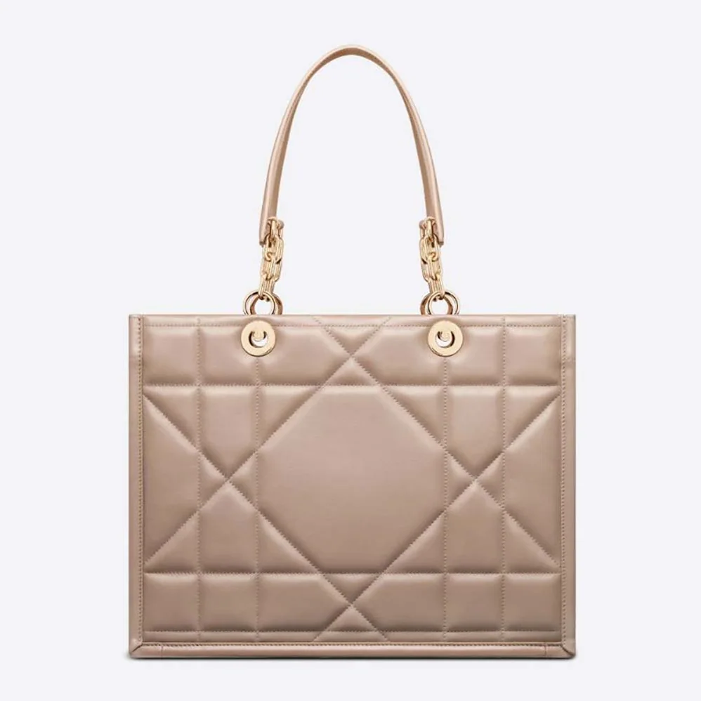Dior Medium Dior Essential Tote Bag Hazelnut Archicannage Calfskin for Women