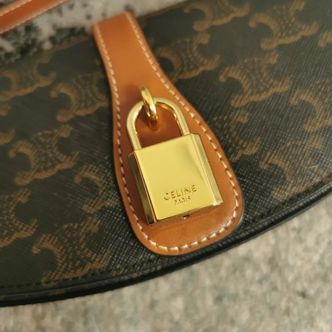 Celine Clutch On Strap Tabou In Triomphe Canvas Brown /