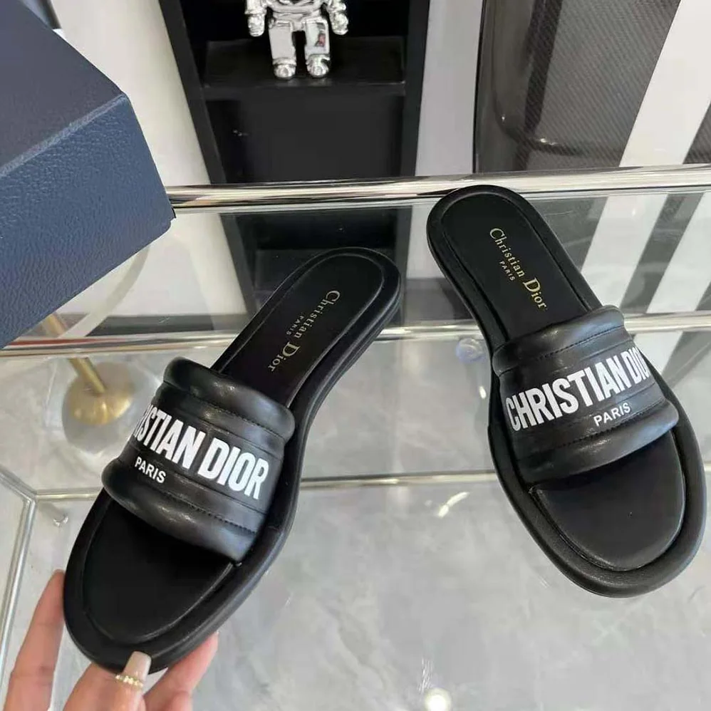 Dior Every-D Slide Black Embossed Lambskin for Women Dior Every-D Slide Black Embossed Lambskin for Women