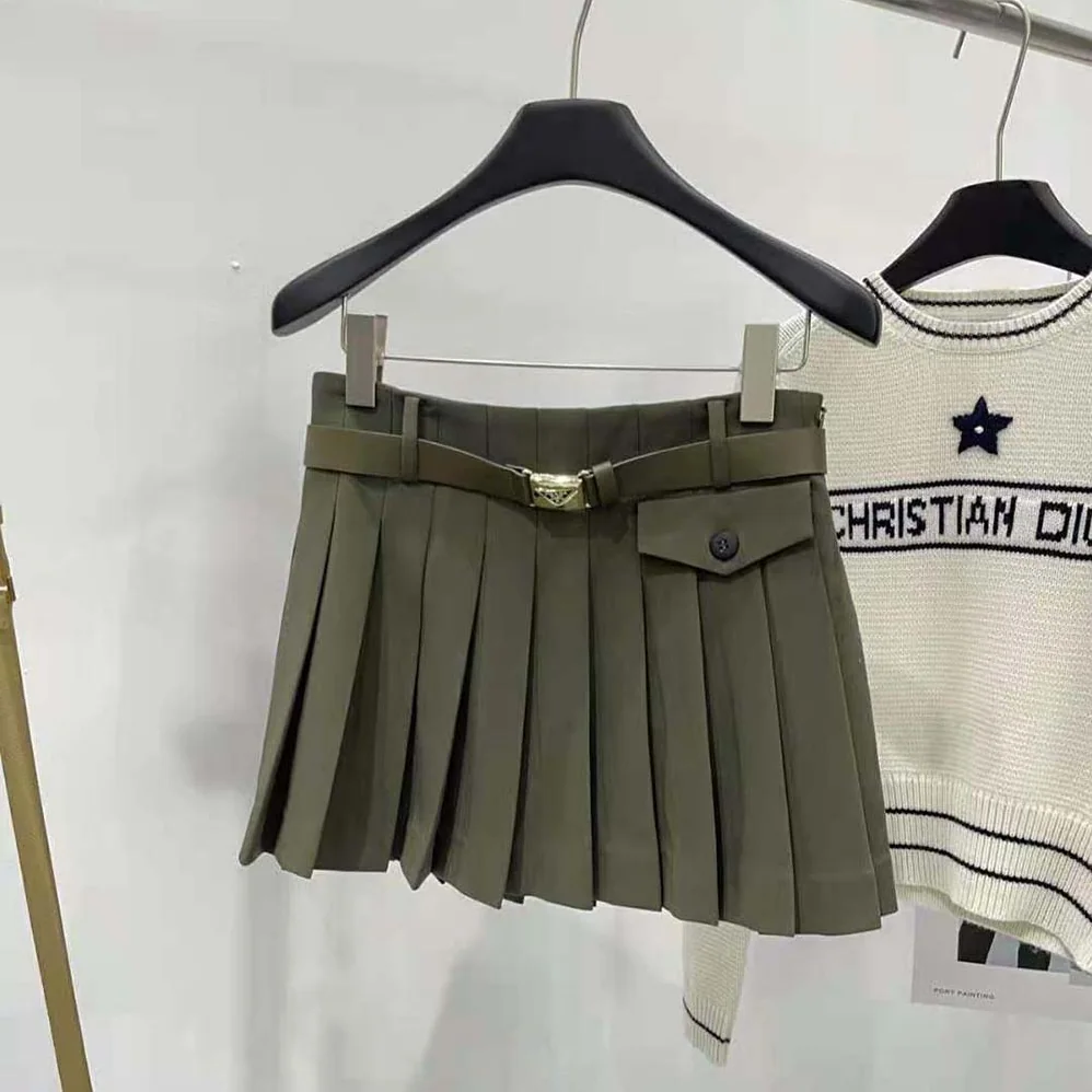 Prada Gabardine Miniskirt for Women in Green