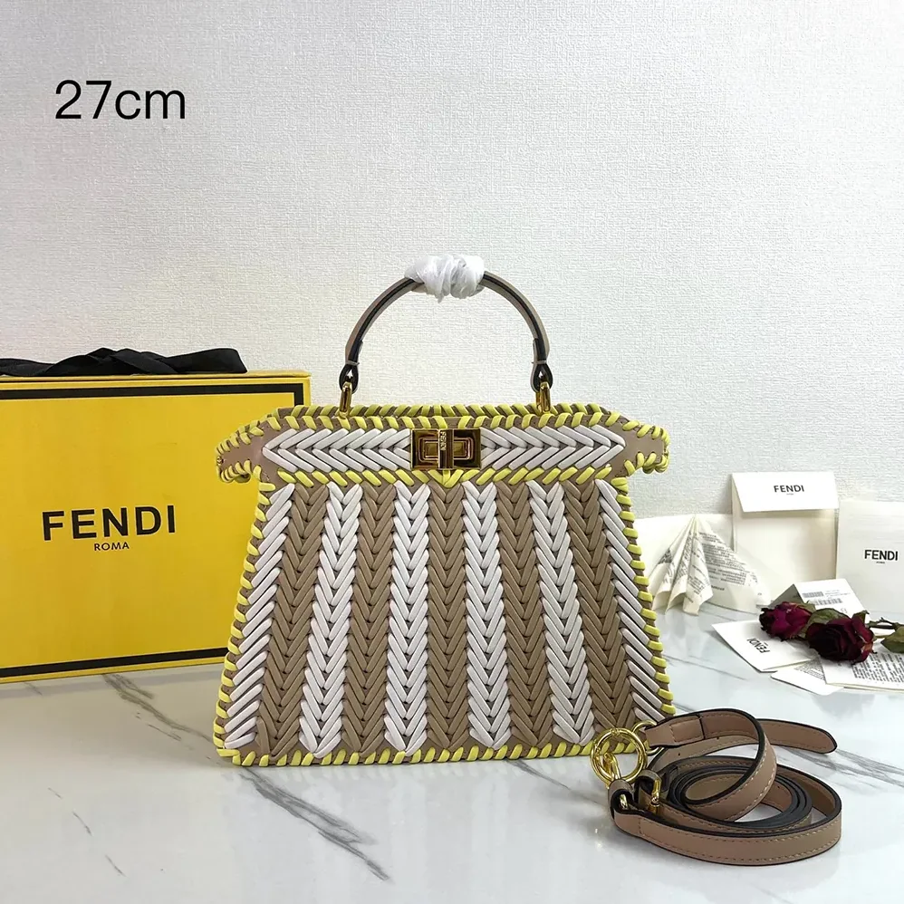 Fendi Peekaboo ISeeU Small Multicolor Interlaced Leather Bag for Women Fendi Peekaboo ISeeU Small Multicolor Interlaced Leather Bag for Women