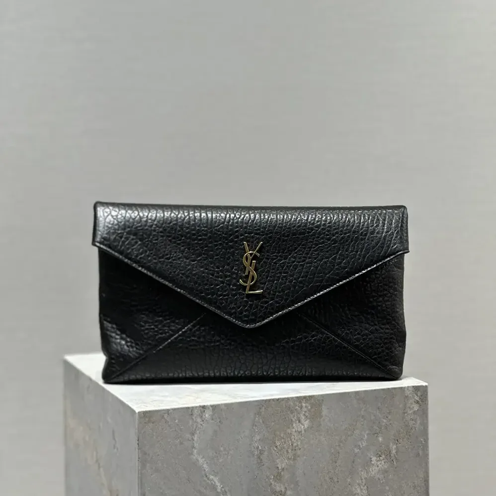 Saint Laurent YSL Cassandre Large Envelope Pouch in Lambskin Black 29cm for Women Saint Laurent YSL Cassandre Large Envelope Pouch in Lambskin Black 29cm for Women