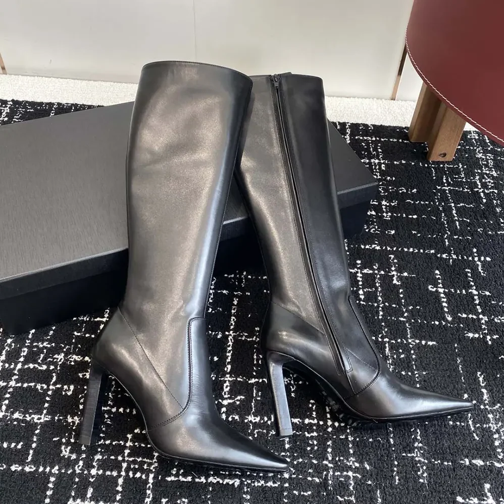 Saint Laurent YSL Francoise Boots In Smooth Leather for Women in Black