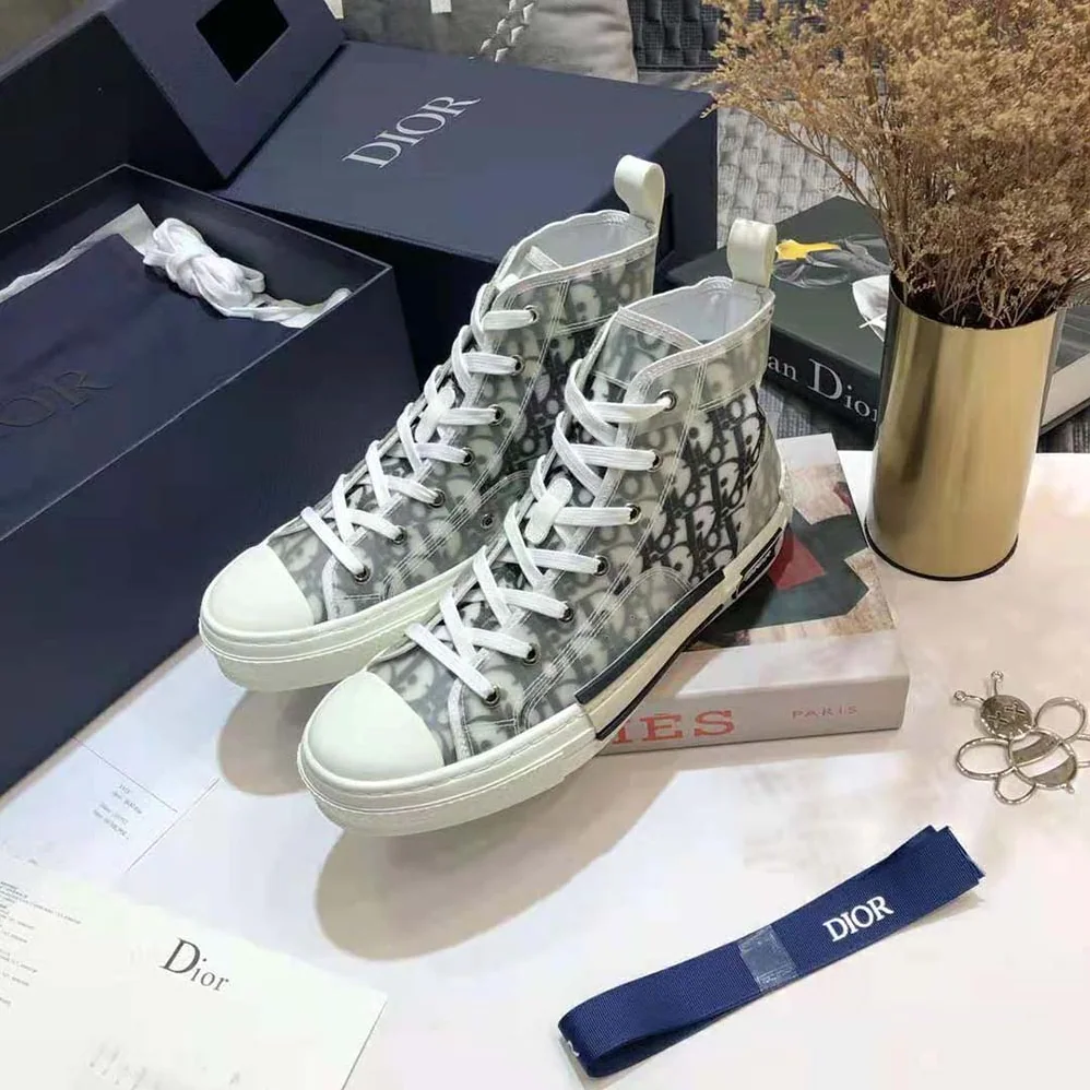 Dior B23 High-Top Sneaker White and Black Dior Oblique Canvas for Men