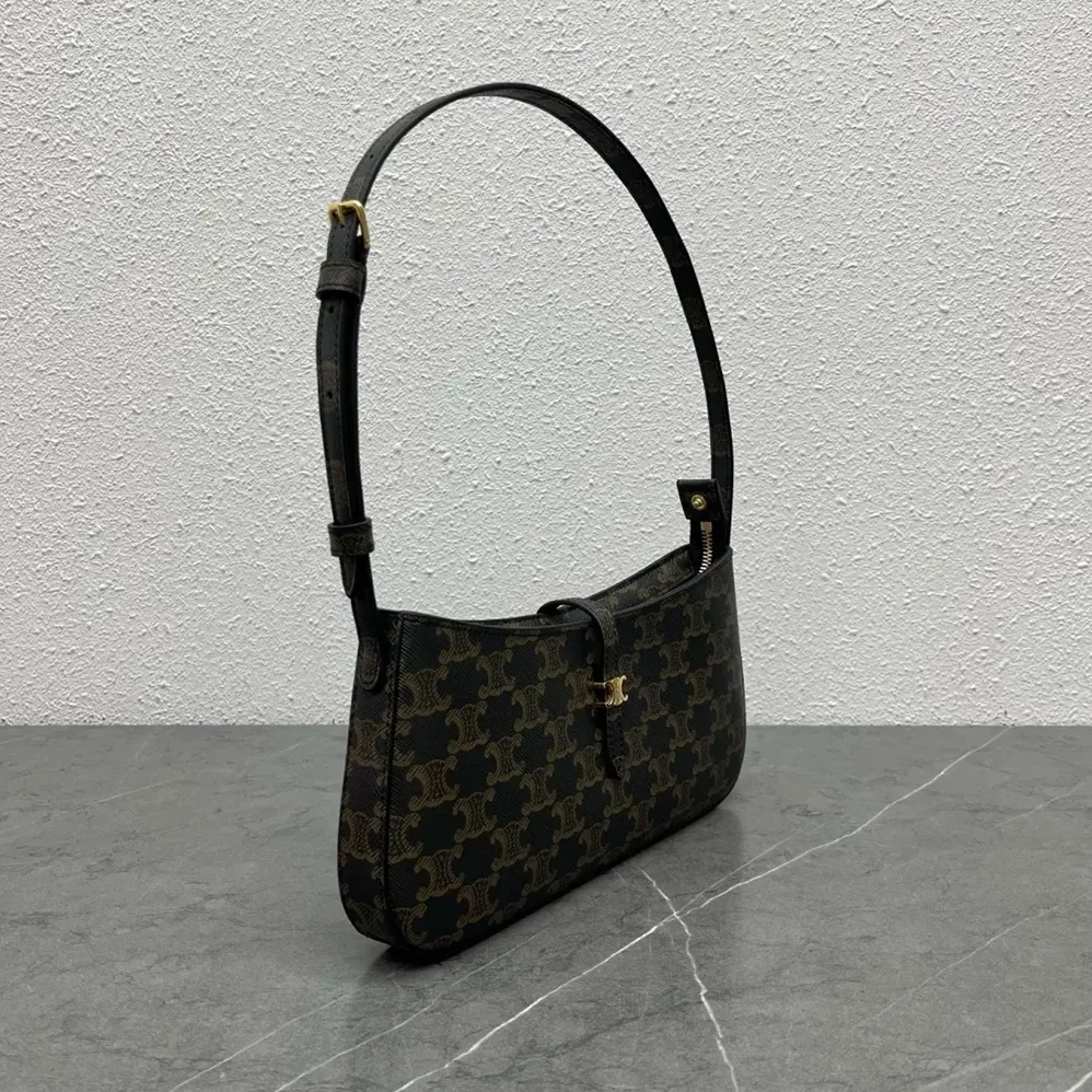 Celine Tina Shoulder Bag In Triomphe Canvas for Women in Black
