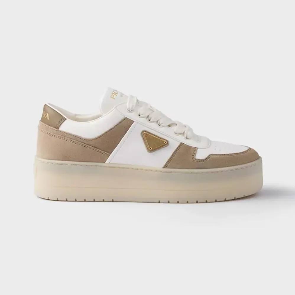 Prada Downtown Bold Nappa Leather And Suede Sneakers for Women Prada Downtown Bold Nappa Leather And Suede Sneakers for Women