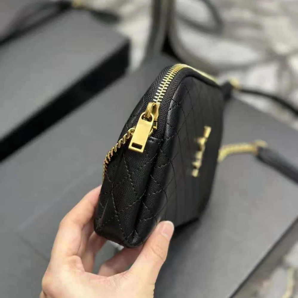 Saint Laurent YSL Gaby Zipped Pouch in Quilted Lambskin for Women in Black Saint Laurent YSL Gaby Zipped Pouch in Quilted Lambskin for Women in Black
