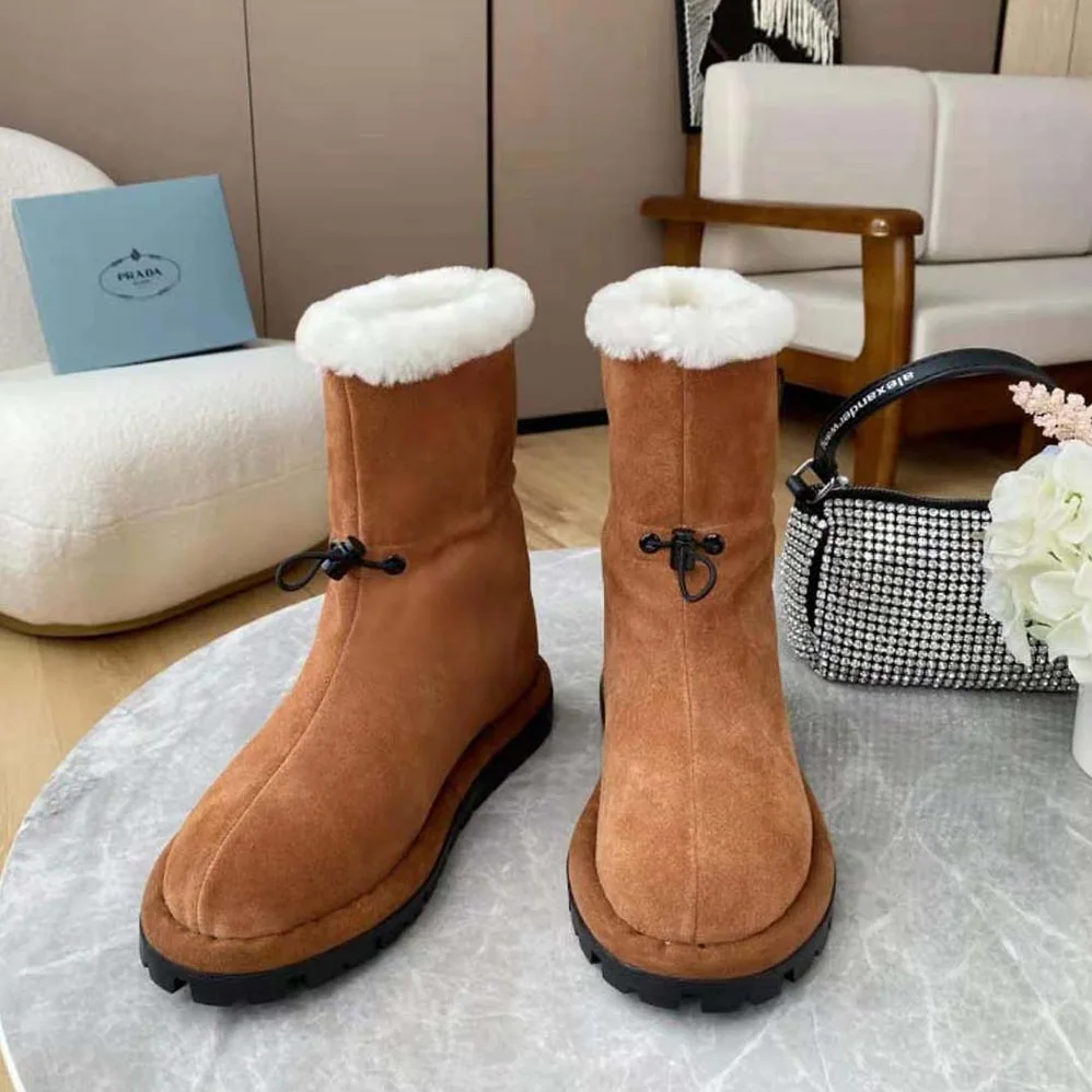 Prada Classic Snow Boot Shearling Booties for Women Prada Classic Snow Boot Shearling Booties for Women
