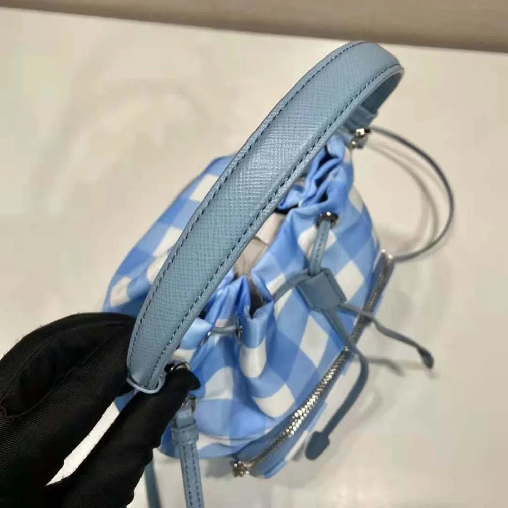 Prada Duet Printed Re-Nylon Bag for Women in Blue