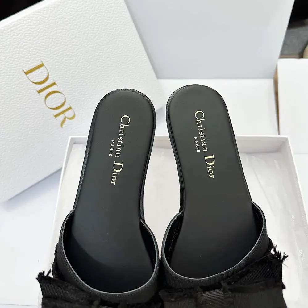 Dior Adiorable Slide Black Fringed Grosgrain for Women Dior Adiorable Slide Black Fringed Grosgrain for Women