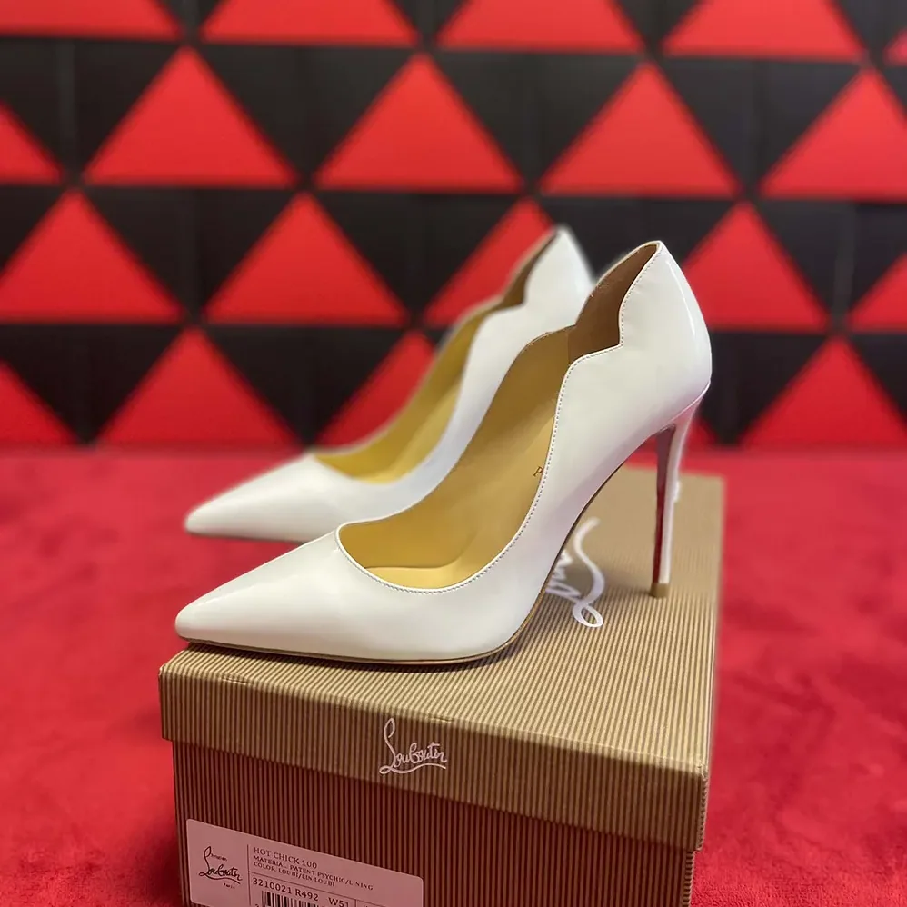 Christian Louboutin Hot Chick 100 mm Pumps Patent Calf Leather White for Women Christian Louboutin Hot Chick 100 mm Pumps Patent Calf Leather White for Women