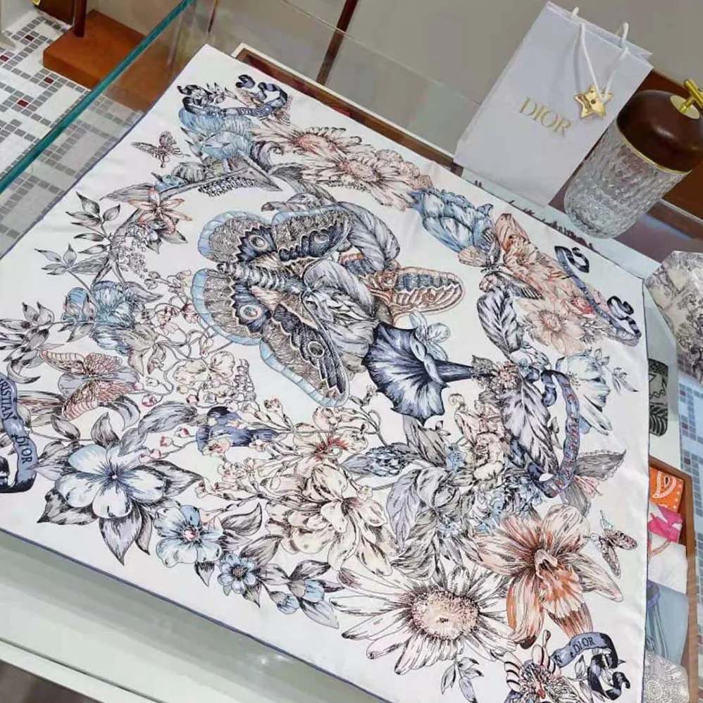 Hermes Sous L Egide De Mars Wash Scarf 90 for Women in Silver Hermes Sous L Egide De Mars Wash Scarf 90 for Women in Silver