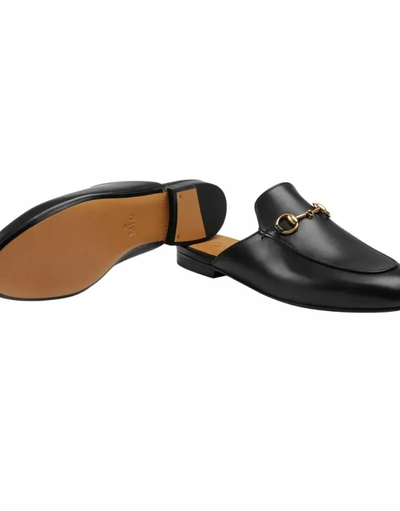 Gucci Princetown Black Leather Slipper GG