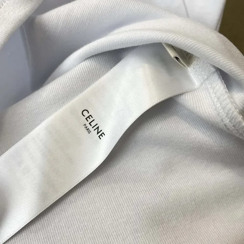 Celine T-Shirt in Ribbed Cotton Jersey for Women